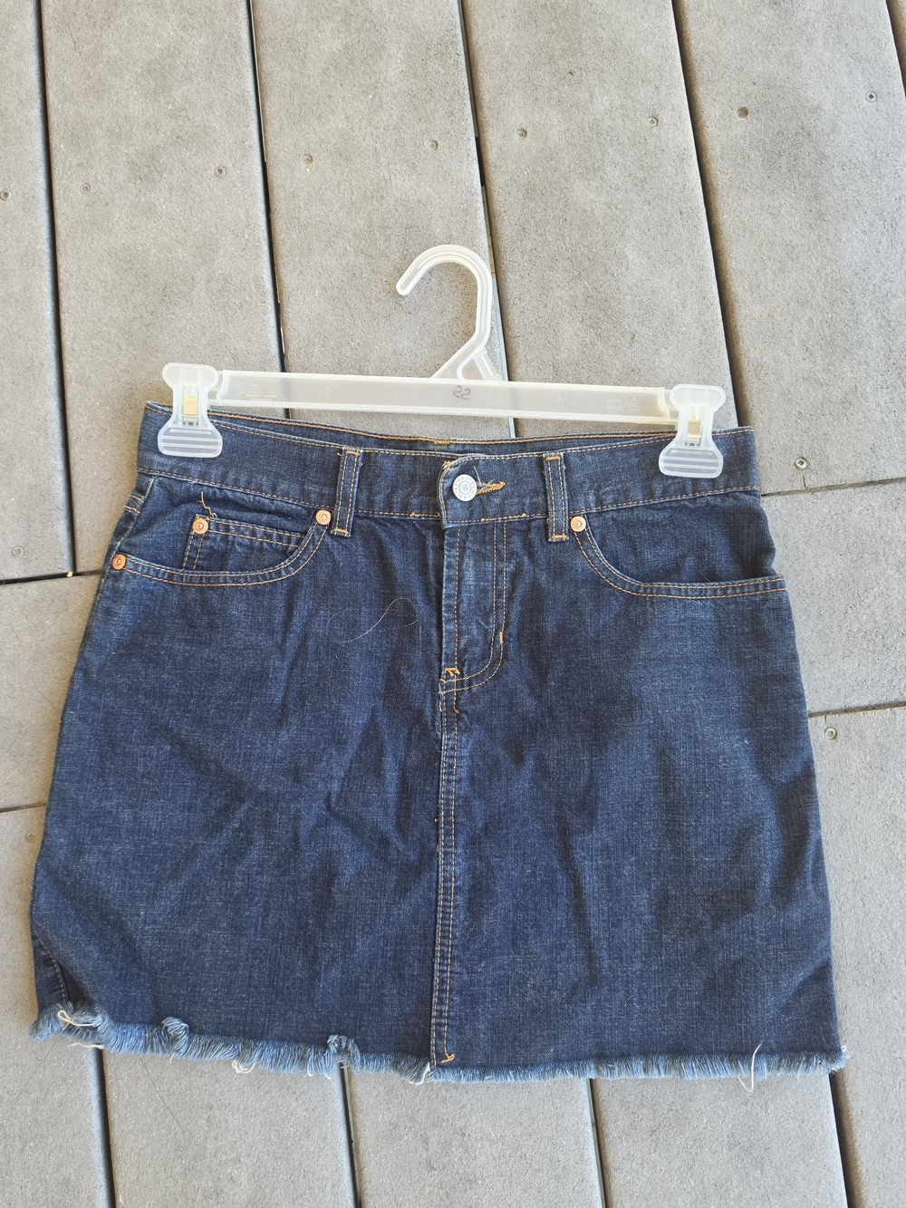 Dark Blue Denim Mini Skirt - Classic A-Line